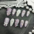 thumbnail image 6 of 10Pcs Original Design Handmade Shiny Press-On Nails - Purple Glitter Fake Nails with Butterfly & Pearl Accessories, Artisan-Crafted Decorative Nails, 6 of 10
