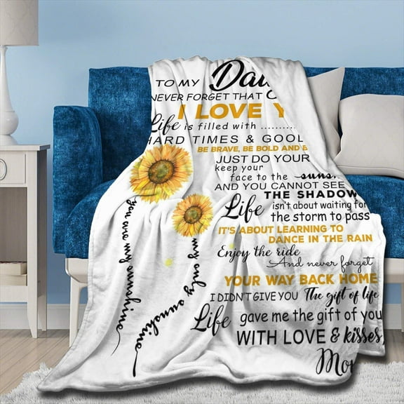 to My Daughter from Mom Super Soft Micro Fleece Plush Lightweight Decorative Couch, Sofa, Travel, Lap, Bed Throw Blanket, Small 40x50 in