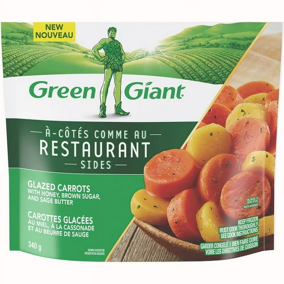 GREEN GIANT RESTAURANT À-CÔTÉS COMME AU CAROTTES GLACÉES AU MIEL LÉGUMES COPIEUX DE PREMIÈRE QUALITÉ AVEC SAUCES SALÉES CRÉÉES PAR UN CHEF. PRÊTS À SAUTER DANS UNE POÊLE POUR OFFRIR UNE EXPÉRIENCE SEMBLABLE À CELLE D’UN RESTAURANT, MAIS À DOMICILE. DES SAVEURS DÉLICIEUSES QUI DONNENT L’EAU À LA BOUCHE, PARFAITES COMME ACCOMPAGNEMENT DE N’IMPORTE QUEL REPAS.