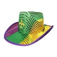 thumbnail image 2 of segolike Sequin Cowboy Hat Mardi Gras Hat Cap Decorative Costume Accessory Western Cowgirl Hat for Nightclub Party Supplies Mardi Gras Embroidery Pattern, 2 of 8