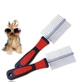 thumbnail image 3 of FRCOLOR Peigne pour Chien 2 Pcs Peigne à Poils d'Animaux Pratique Durable Double Rangée Peigne de Nettoyage pour Chiot (Rouge), 7.68"X1.97"X0.2 Pouces, 3 of 4