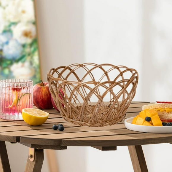 Cesta De Ratán Para Ahorrar Espacio, Cesta Para Cebollas, Frutas, Estilo Rústico, Grande