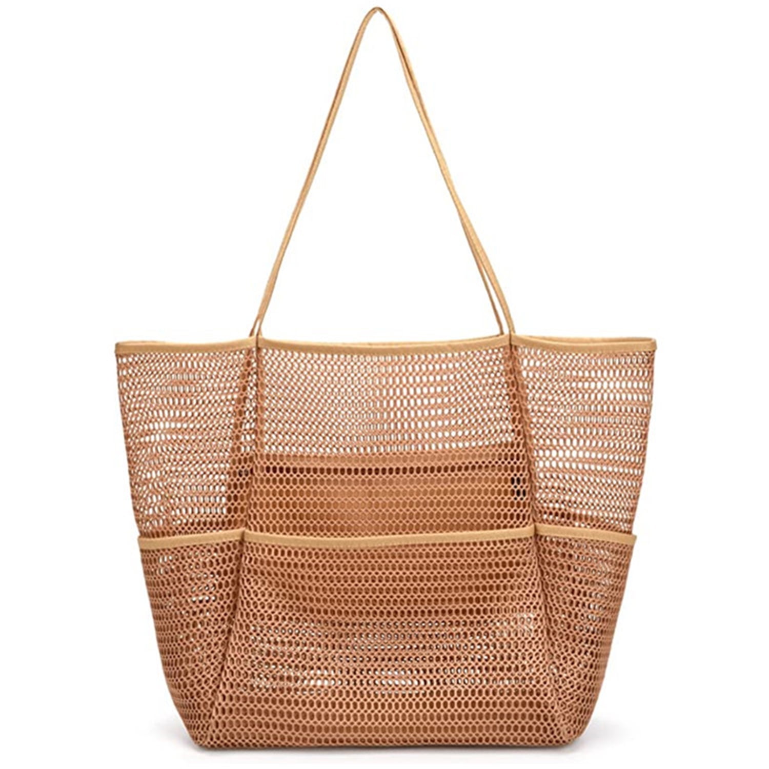 Extra Large Mesh Beach bags for Family Travel Sports(Khaki)