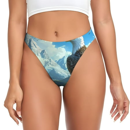 Adobk Majestic Eagle Over Castle Print Seamless Women Underwear Thongs No Show Ladies Thong No Line Breathable Comfortable Panties Undies for Women-Large