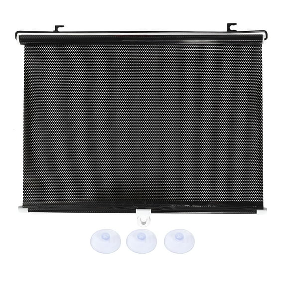 MELIVO Universal Vehicle Retractable Car Window Sun Shade Visor Windshield Roller Blind PVC 49.21"x19.69" Black