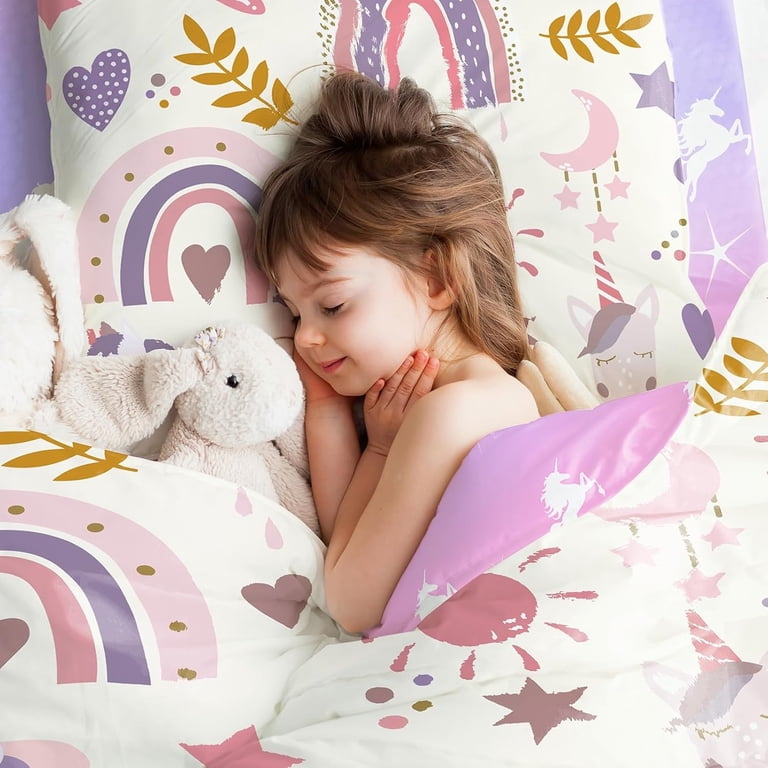 single duvet pink unicorn bedding