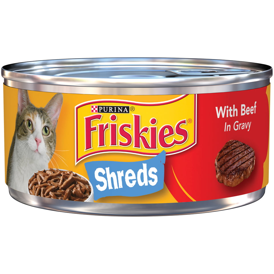 Friskies Savory Shreds with Beef in Gravy Wet Cat Food, (24) 5.5 Oz