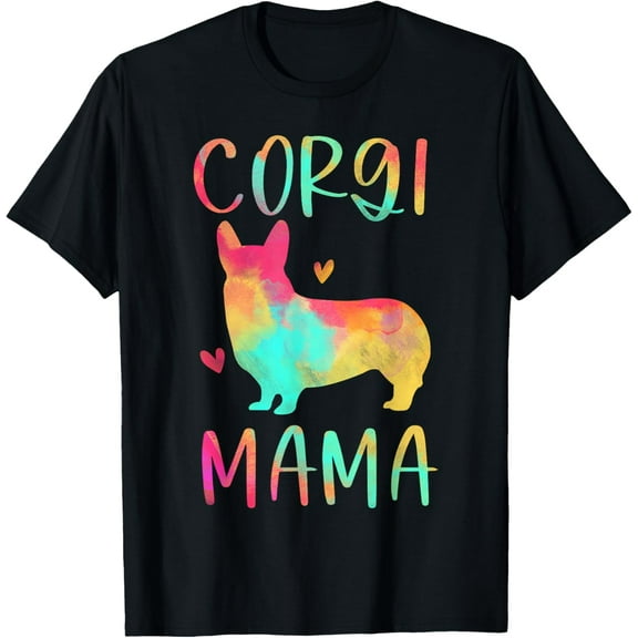 Corgi Mama Colorful Welsh Corgi Gifts Dog Mom T-Shirt men and women can wear, black, white, gifts