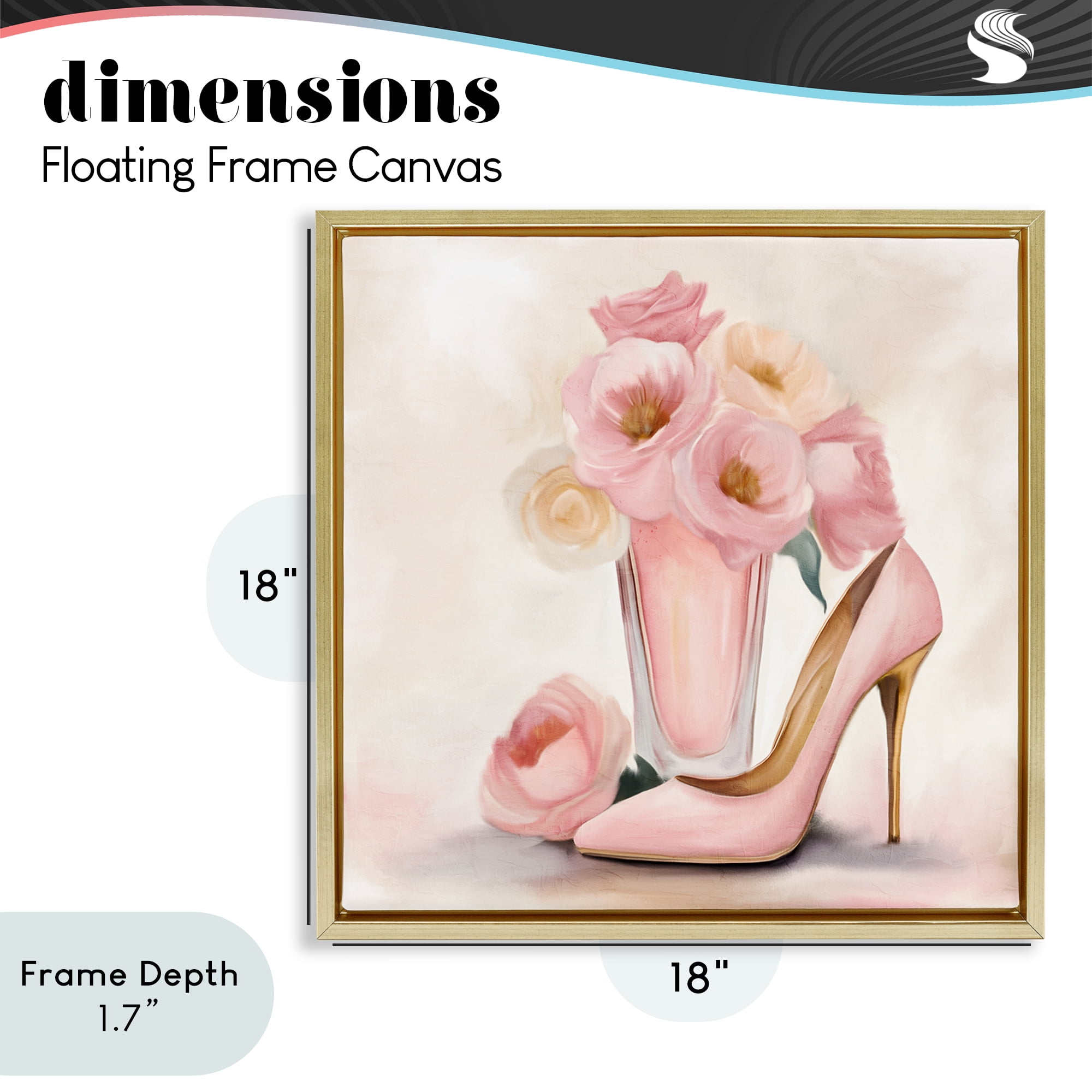 Stupell Industries Pink Beauty Bouquet Gold Framed Floater Canvas Wall Art, design by Kim Allen