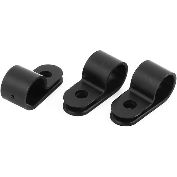 3Pcs Nylon R Type CC-3 1/2" Cable Cord Wire Clamp Clip Fastener Black (3 Unids Nylon R Tipo CC-3 1/2' 'Cable Cable Abrazadera Clip Sujetador Negro