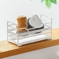 thumbnail image 2 of Soporte de esponja para fregadero de cocina - Con bandeja de drenaje - Metal de hierro blanco - Caddy de fregadero - Organizador de fregadero de cocina - Soporte de jabón para fregadero de c, 2 of 5