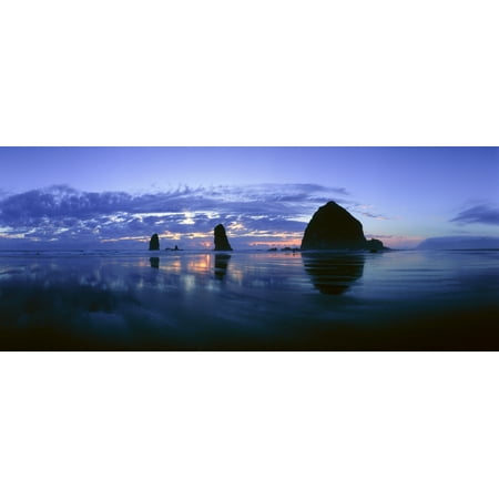 Cannon Beach Oregon Canvas Art - Panoramic Images (36 x 12)