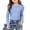 Blue, variant on Ribbed Purple Girls Long Sleeve Crew Neck Top, Stretchy Polyester Spandex Blend Casual Shirt for Girls Ages 5-16,Size 5-6 T