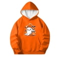 thumbnail image 3 of DJDLJWCJ Big Girls Halloween Hoodie Loose Fit Long Sleeve Pullover Stretch Soft Casual Tops Orange Size 5T, 3 of 8