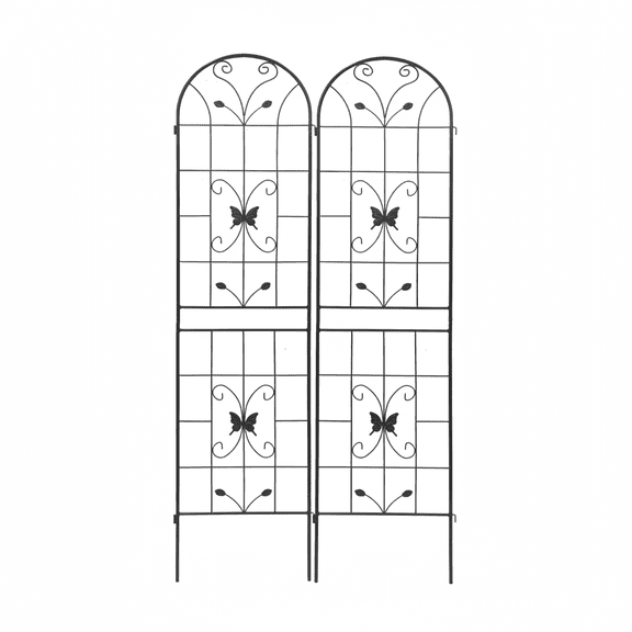 2 Pack Black Metal Garden Trellis - 86.7" x 19.7" Rustproof Garden Arch Trellis for Climbing Plants Outdoor - Versatile Flower Support
