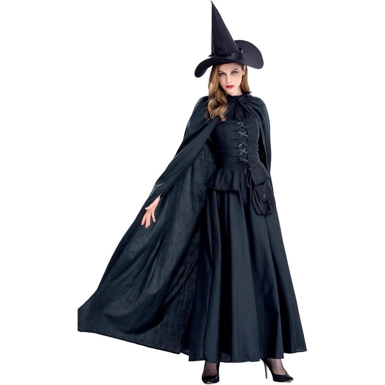 black witchy dresses 1930s Silk Velvet Dress and Peplum Jacket while the long witchy bell sleeves with lace edges drape delicately over your wrists Fashion Long Black Witchy Dress
