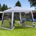 thumbnail image 3 of 10'x10' Outdoor Party Tent Canopy with Mesh Sidewalls, Patio Gazebo Sun Shade Screen Shelter, gray, 3 of 10