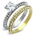 thumbnail image 1 of Alamode TK967-9 Femmes Bicolore IP Or Bague en Acier Inoxydable avec AAA Grade CZ en Clair - Taille 9, 1 of 1