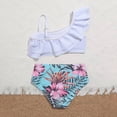 thumbnail image 4 of ibiyuan Girls Bathing Suit ,2 Piece Adjustable Straps Bathing Suit with Cover Up Skirt Cut Out Tankini with Belt Tropical Floral Swimwear with Cover Up Beach Skirt,8-9 Years, 4 of 4