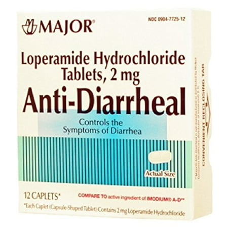 Paquet de 2 Major antidiarrhéiques 2mg 12 lopéramide Chlorhydrate Caplets Chaque