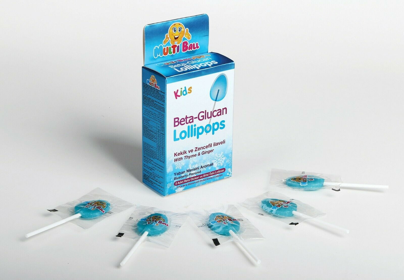 Multiball Beta-Glucan Lollipops Kids Blueberry Flavor (8g x 5pcs)