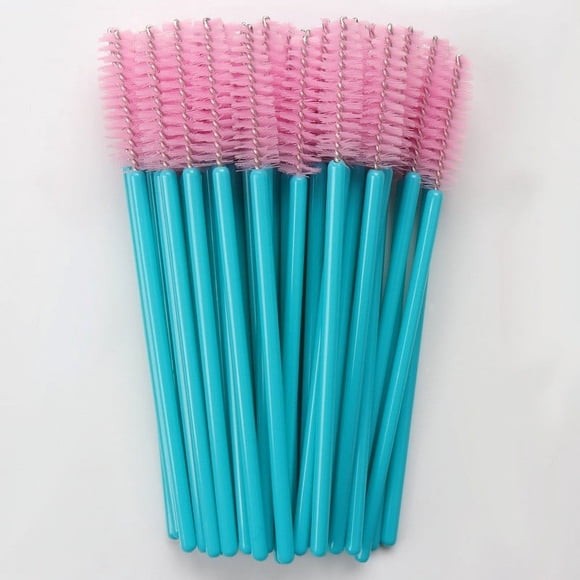 Nvzi 200 piezas de cepillos desechables para rímel de pestañas, para extensiones de pestañas, cejas y maquillaje (varilla azul, cabeza negra)