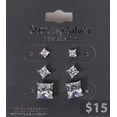 thumbnail image 2 of White CZ Square 3mm, 4mm and 7mm Sterling Silver Stud Earrings Set, 2 of 4