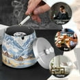 thumbnail image 4 of Yayeee Ashtray with Lid for Cigarette Smokeless Stainless Steel Home Ash Holder, Winter Mountain, 4 of 7