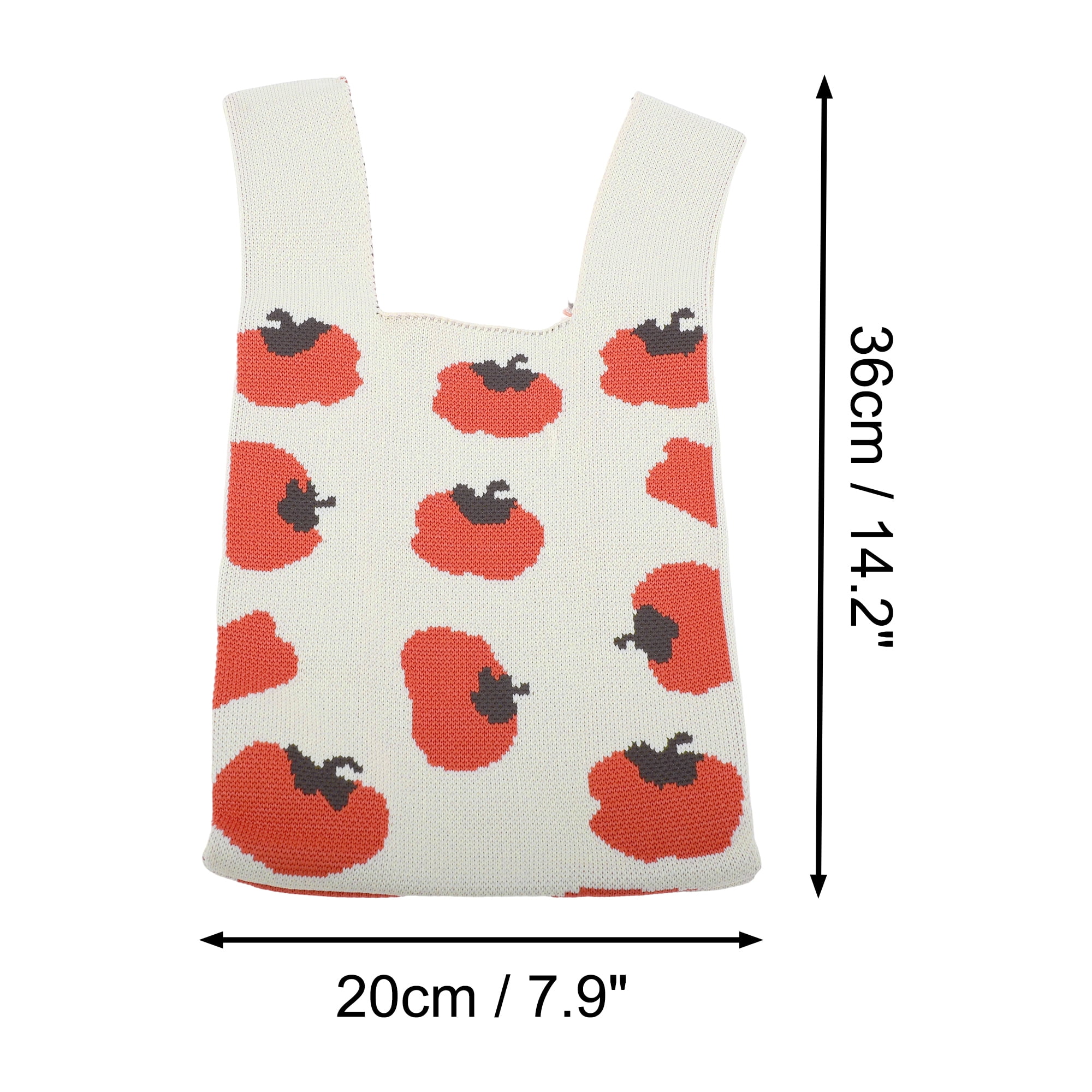 Unique Bargains Fruit Pattern Knitted Wrist Bag Beige Orange Red Black 1 Pc