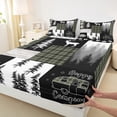 thumbnail image 3 of Homewish Safari Bear Silhouette Full Size Sheets,Rustic Plant Pine Tree Bed Sheets,Gray Black Sheet Sets For Girl Boys,Luxury Bedroom Decor,4 Pieces, 3 of 7