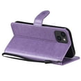 thumbnail image 6 of SaniMore for iPhone 14 6.1" 2022 Case, PU Leather Skin with Embossed Cat Flip Magnetic Cover Card Slots Kickstand Detachable Lanyard Full Around Wallet Case For iPhone 14 6.1", Purple, 6 of 12