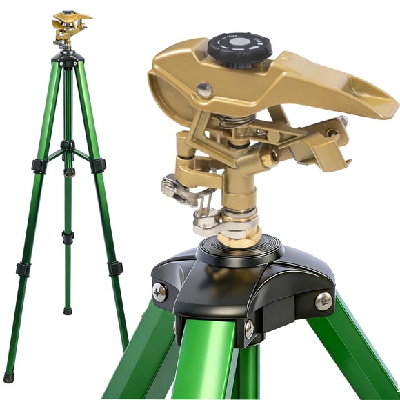 Aspersor de impacto Hourleey 360° con cabezal de zinc y trípode