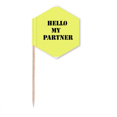 thumbnail image 1 of Hello My Partner Workmate Toothpick Flags Cupcake Picks Party Celebration, 1 of 3