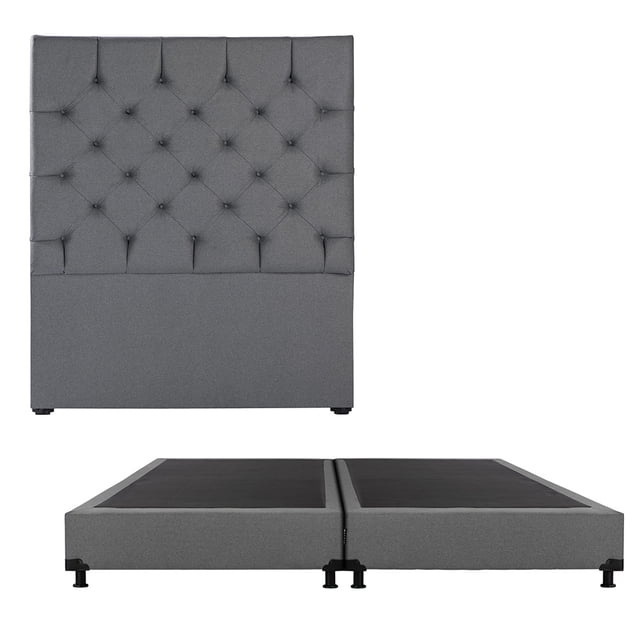 Box Base Cama King Size + Cabecera Capri Gris