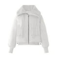 thumbnail image 4 of Antqov Puffer Jacket Womens, Solid Color Fleece Lapel Zipper Down Jackets with Pockets, Winter Outdoor Fashion Lightweight Warm Coats, 4 of 6