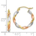 thumbnail image 2 of FB Jewels 10k White & Rose Rhodium Satin Twisted Hoop Earrings, 2 of 2