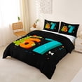 thumbnail image 3 of Metsweet Happy Birthday Dinosaur Bedding, Number 67 Party Duvet Cover Full, Green Orange,Black Reversible,3pcs,1 Duvet Cover and 2 Pillowcases, 3 of 6