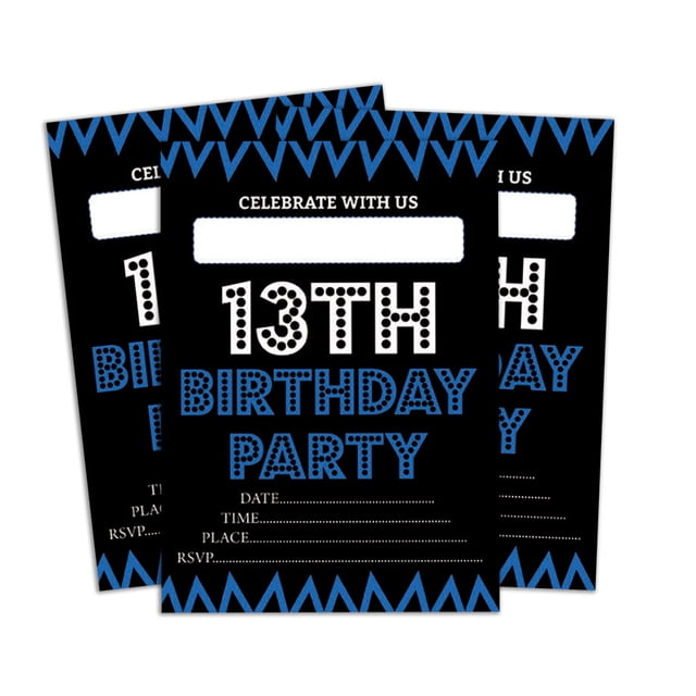 Darling Souvenir Black Birthday Invitation Card Printable Elegant Fill or Write In Blank Party Invites 28 Pcs 5 x 7 Inches