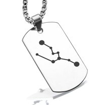 Stainless Steel Taurus (Bull) Astrology Constellation Dog Tag Pendant Necklace