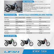 Lifan KPX 250cc EFI Motorcycle, 6 Speed, Single-Cylinder, 4-Stroke