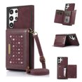 thumbnail image 1 of Stylish Wallet Case for Samsung Galaxy S23 Ultra, Flip Card Slots Diamond Bling Sparkle Design RFID Blocking Detachable Shoulder Strap for Girls Women Purse Case,Purple, 1 of 7