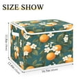 thumbnail image 5 of Yayeee Collapsible Cube Storage Bin with Lid Fabric Closet Decorative Basket with Handles, Green Floral Orange, 5 of 7