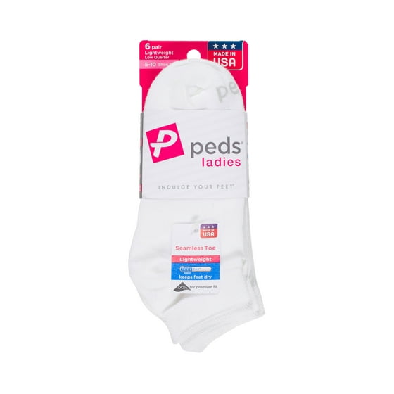PEDS Ladies Lightweight Low Quarter Socks with Coolmax Value Pack, 6