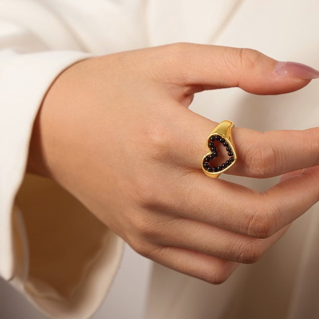 Anillos para mujer, regalos para mujer, anillo geométrico de estilo sencillo, anillo de corazón de perla brillante y anillo elegante, anillo de corazón.