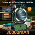 thumbnail image 2 of Ventilador de Camping ELZO 30000mAh con Luz LED y 70 horas de Funcionamiento Recargable, 2 of 8