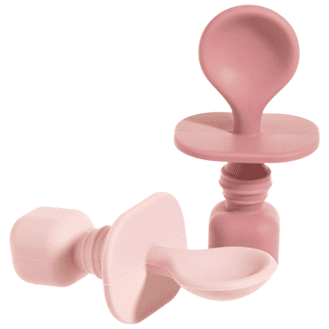 Silicone Baby Spoons for Baby Led Weaning 2-Pack, First Stage Baby Feeding Spoon Set Gum Friendly BPA Lead Phthalate and Plastic Free, Pink