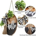 thumbnail image 6 of Hello Door Sign - Round Welcome Sign for Front Door, Welcome Wreath Sign Hanging Farmhouse Door Sign for Front Door Porch Decor with Eucalyptus Buffalo Bow Beads for Home Decoration Housewarming Gift, 6 of 7