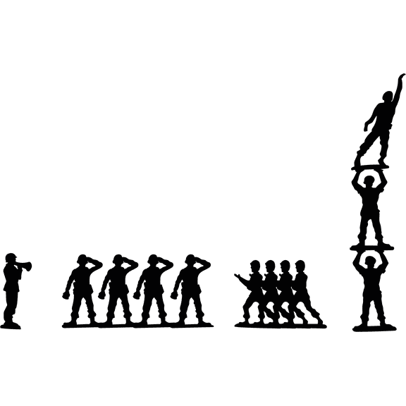 Toy Soldiers Creative Design Vinyl Wall Decal - Foot Army Play Things Standing on Each Other for Kid's Bedroom and Playroom Wall Decoration 28" x 28"