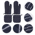 thumbnail image 1 of OULII 2Set Blue Oven Mitt Set with Pot Holder Machine Washable Cotton Kitchen Accessories, 1 of 8