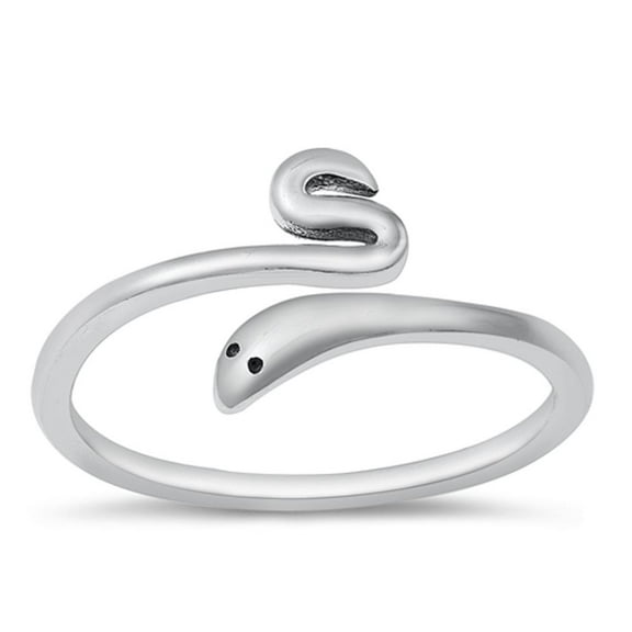 Beautiful Adjustable Snake Ring 925 Oxidized Sterling Silver Band Jewelry Female Male Unisex Size 9